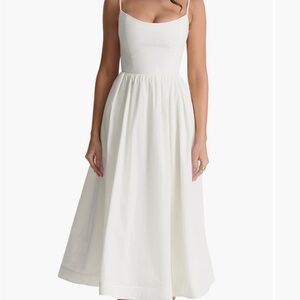 House of CB White Midi Sundress with Spaghetti Straps for Brides